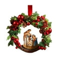 thumbnail image 1 of 15.75inch Artificial Christmas Wreath Jesus Hanging Wreath with Red Berries Pinecones Bowknots Sacred Christmas Wreath for Front Door Window Garden Home Decor, 1 of 8
