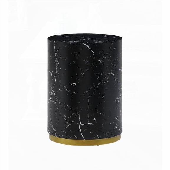 15.75inch Round Side Table for Living Room, Fully Assembled in Black