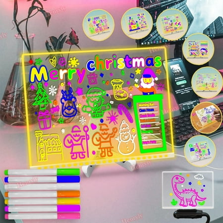 15.75x11.81” Acrylic Dry Erase Board with Warm Light LED Note Board with Dimmable ,Light up Acrylic Message Marker Board with Adjustable Stand Glowing Memo Note Wordpad Notepad Rewritable LED Acrylic