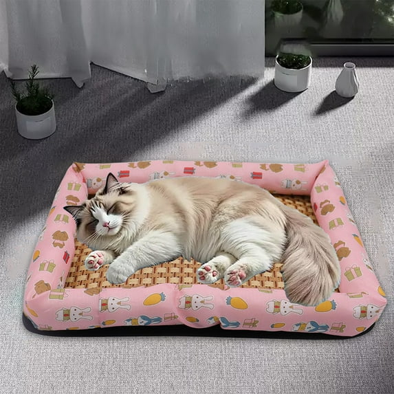 15.75x11.81x1.18in All-Season Pet Cooling Mat Ice Gel Cushion for Kennel Bed(Pink)