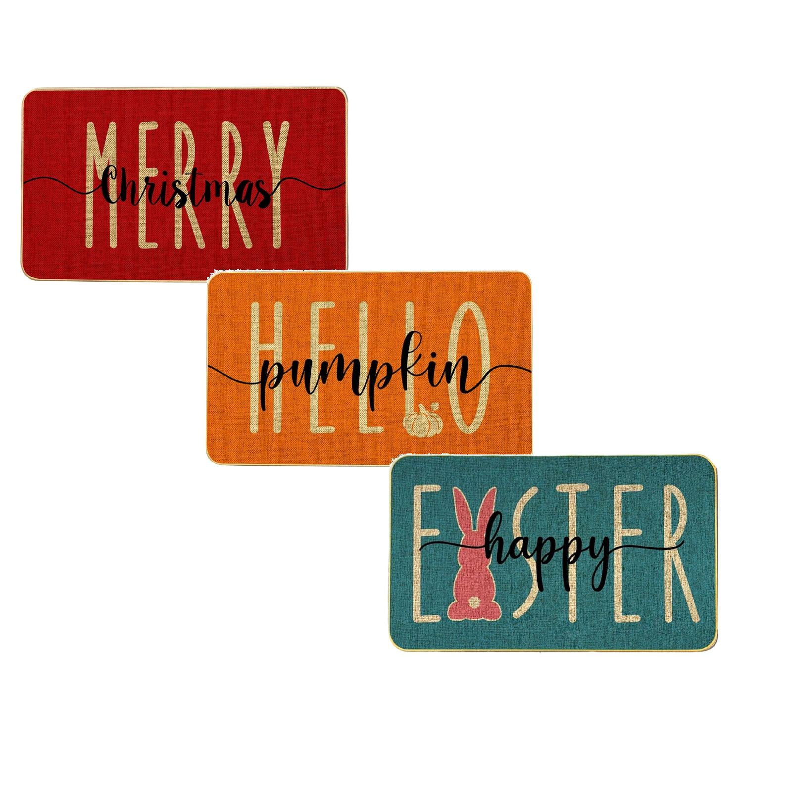 15.75x23.62 Inch Merry Christmas Snowflake Welcome Decorative Doormat, Seasonal Winter Low-Profile Floor Rug Switch Mat for Outdoor(A+B+C)