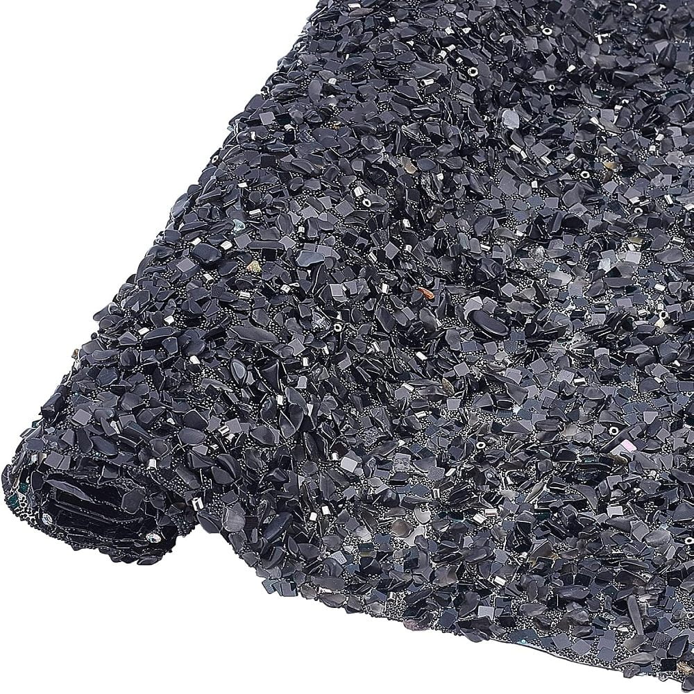 15.75x9.45x0.12Inch Black Glitter Resin Hotfix Rhinestone(Hot Melt Adhesive on The Back) Rhinestone Trimming Rhinestone Trim for DIY Wedding Dress