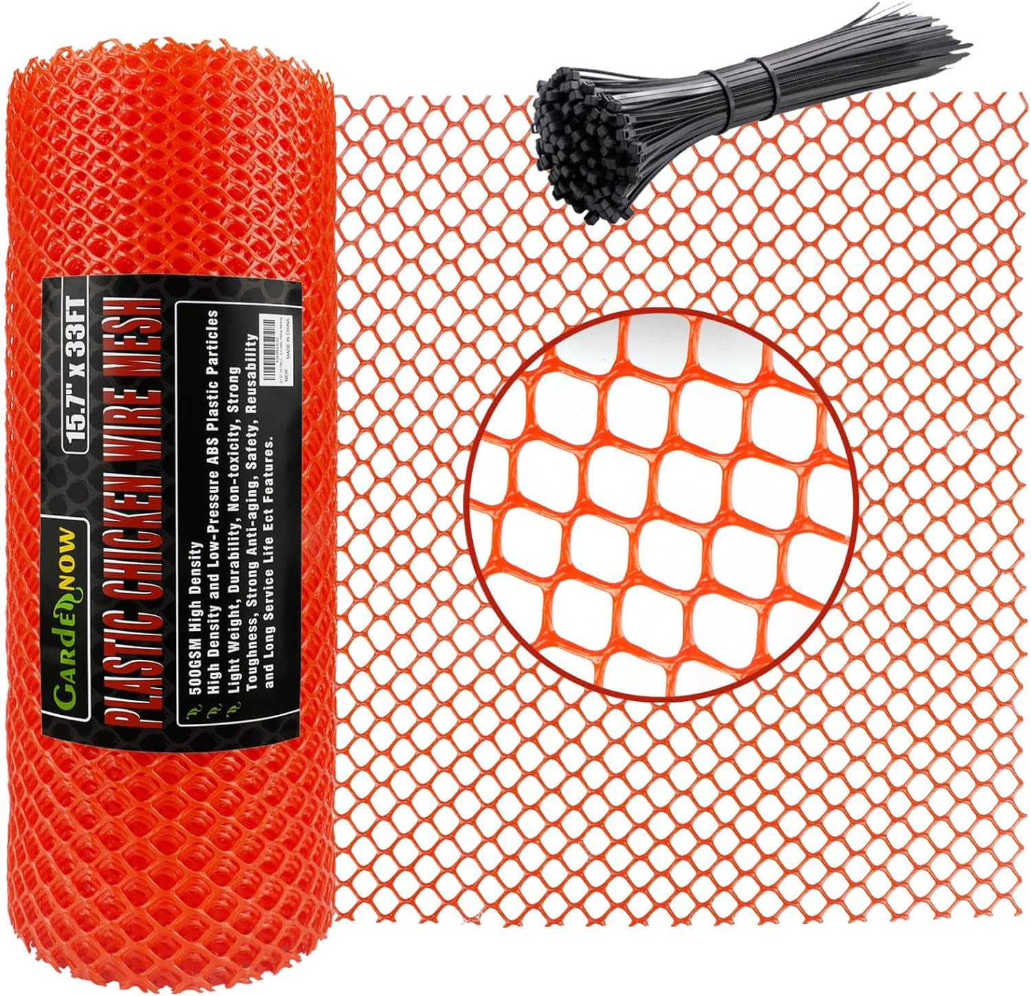 15.7IN x 33FT ABS Plastic Chicken Wire Fence Mesh, Poultry Fencing