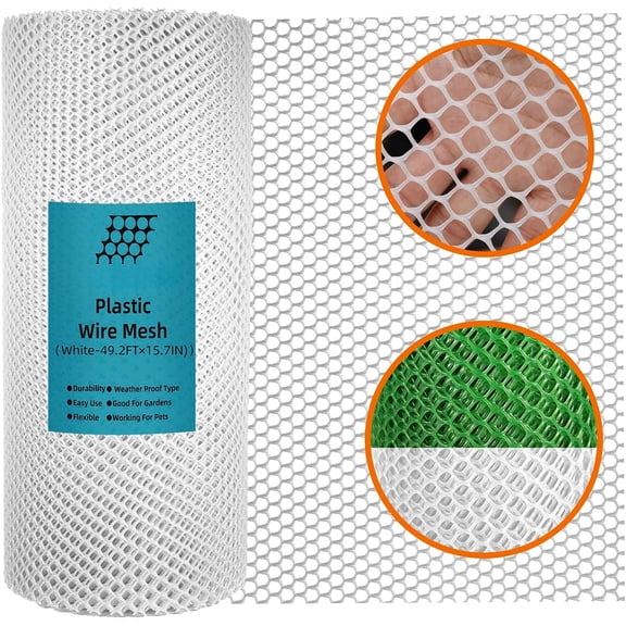 15.7IN x 49.2FT Black Plastic Netting Roll, Multi-Use Pet & Garden Safeguard Fencing, Ideal for Poultry, Dogs, Rabbits, Chickens & Snake Barrier