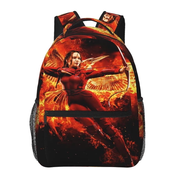 15.7In Hunger Fire Game Backpack With Front Pocket Lightweight School ...