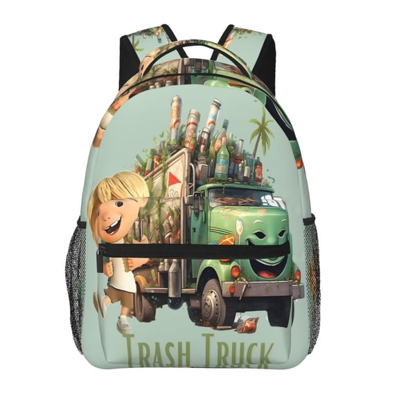 15.7In Trach Green Truck Backpack With Front Pocket Lightweight School ...