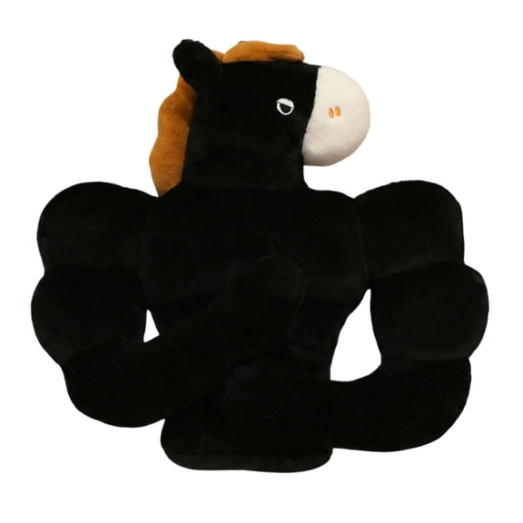 15.7in Muscular Horse Stuffed Animal, Strong Buff Pony Plush Pillow, Funny Bodybuilder Animal Plushie, Decorative Soft Hugging Toy, Unique Birthday Holiday Gift