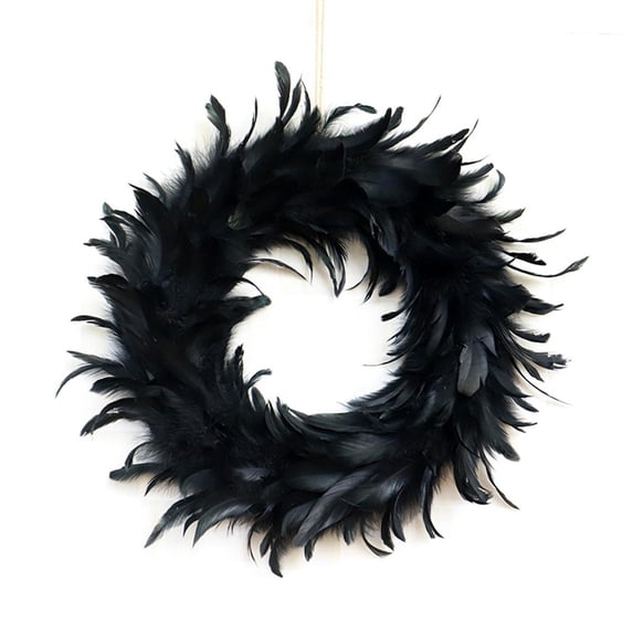 15.7in Natural Wreath Front Door Black Wreath Scene Party for Porch Mantel Window Wall Indoor Outdoor Decoration