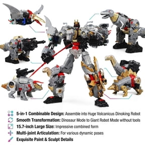 Unbranded Volcanicus Dinoking 5-in-1 Dinobots Transforming Combiner Robot, Convertible Dinosaur Merge Action Figure, 15.7in