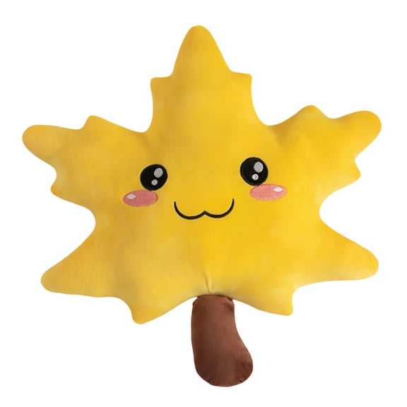 15.7in Yellow Maple Leaf Plush Toy, Soft Stuffed Foliage Pillow, Decorative Autumn Leaf Cushion for Home Decor, Cozy Nature Inspired Plushie for Birthdays