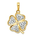 thumbnail image 1 of 15.7mm 14k and White Rhodium Polished And Sparkle-Cut 4-leaf Clover Pendant Necklace Pendant for Women, 1 of 2
