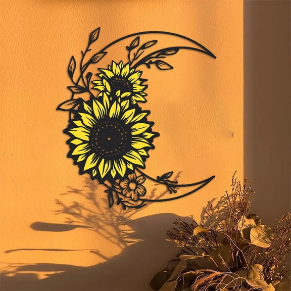 15.7x13.8In Sunflower Iron Wall Art Metal Hanging Sculpture Waterproof Outdoor Indoor Decor For Yard Balcony Garden Living Room Home