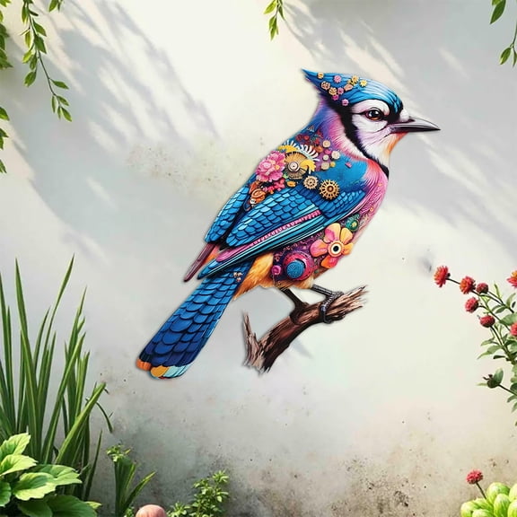 15.7x15.4In Bird on Branch Iron Wall Art Metal Hanging Sculpture Waterproof Outdoor Indoor Decor For Yard Balcony Garden Living Room Home