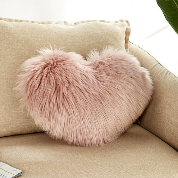 15.7x19.6" Heart Pillows Covers, Plush Throw Pillows Covers, Washable Faux Furs Heart Shaped Pillowcase Decorative for Office Home Bedroom Living Room Sofa