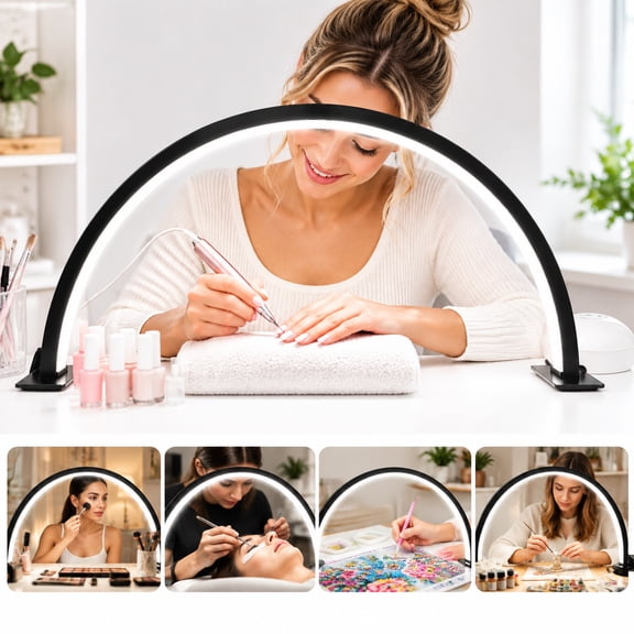 Half Moon USB LED Desk Lamp Rechargeable Light for Nails, Makeup, Eyelash and Crafts