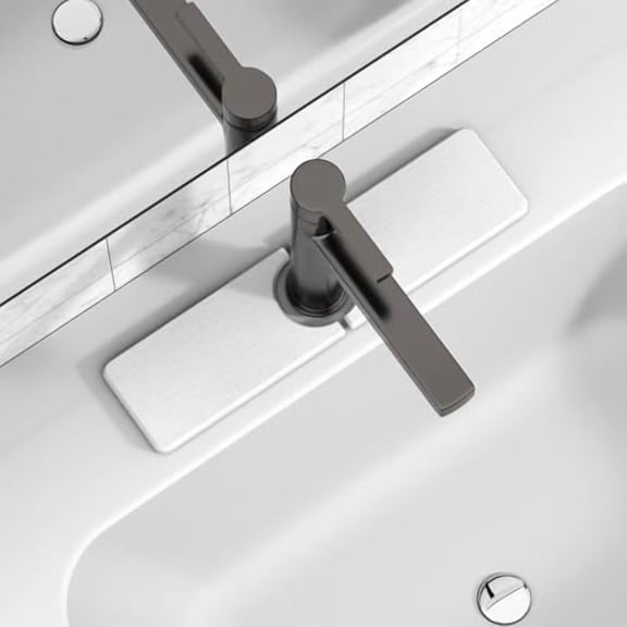 15.8" x 4" Stone Faucet Mat for Kitchen Sink, Quick Drying Diatomite Sink Tray, Faucet Sink Splash Guard for Prevents Moisture Buildup (White)