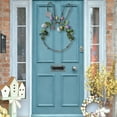 thumbnail image 1 of 15.8 Inch Easter Bunny Wreath, Colorful Eggs & Green Leaves Garland, Natural Rattan Base, No-Install Easter Party Decor, for Front Door, Indoor Window, Wall & Home Holiday Decor, 1 of 5