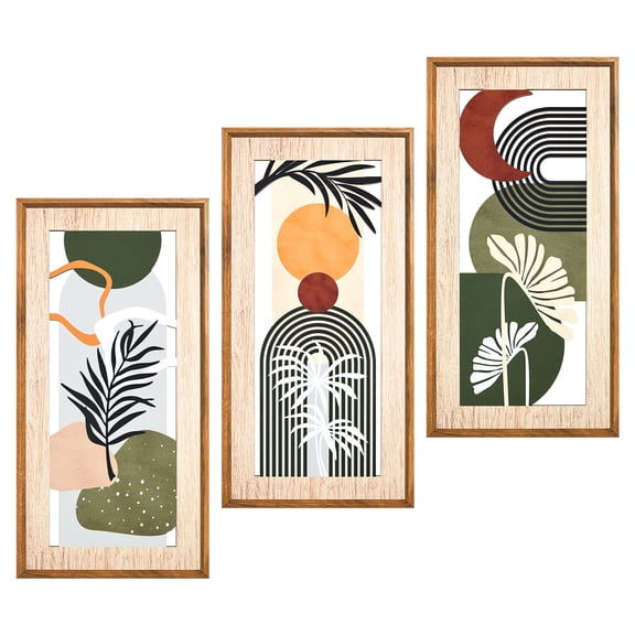 15.8"W x 7.87"HBoho Wall Decor Set of 3 Abstract Boho Cat Wall Art Mid Century Modern Black Wall Decr for Home Bedroom Living Room Office