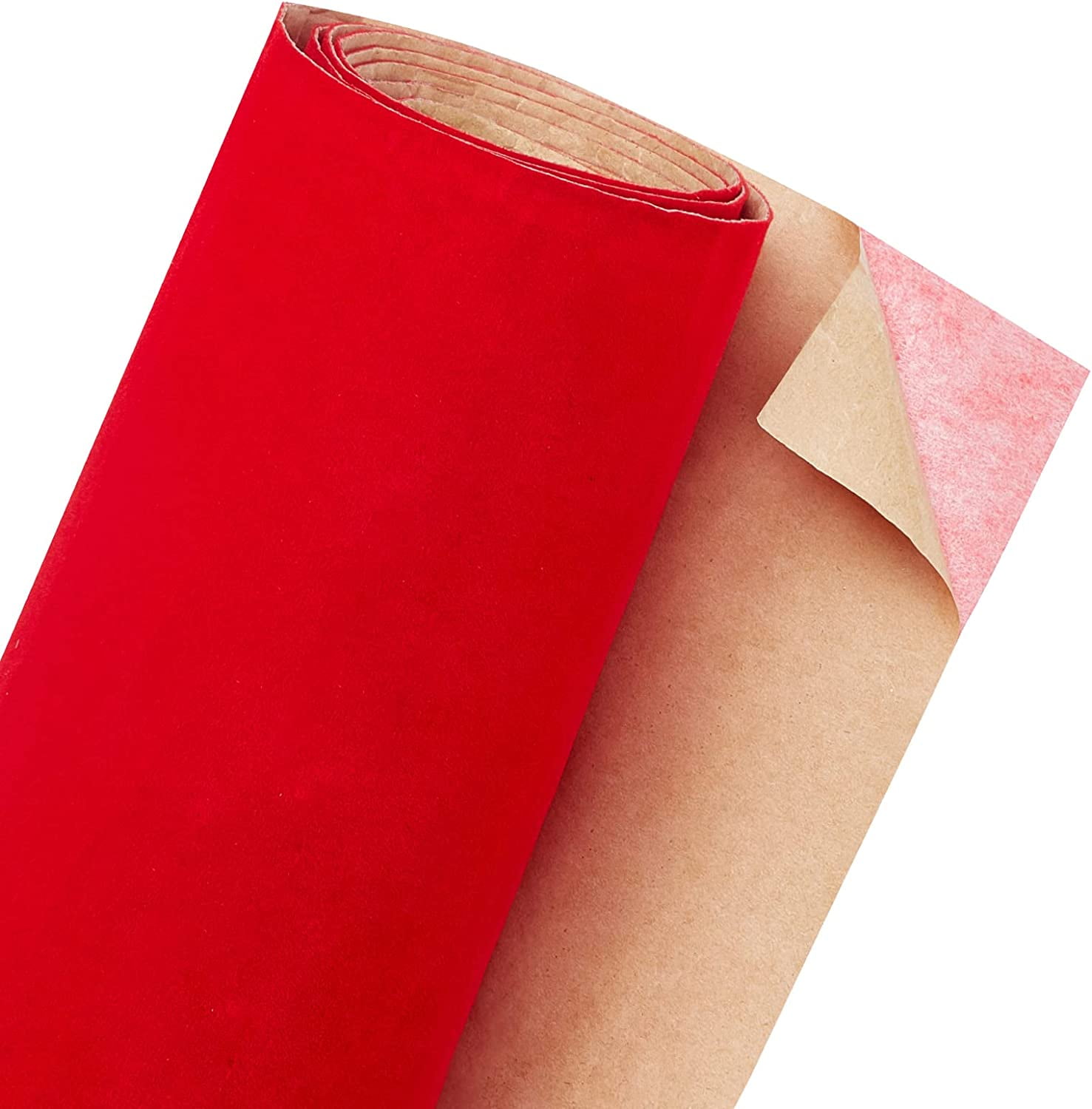 15.8" x 78" Self Adhesive Velvet Flocking Sheet Red Soft Velvet Drawer Liner