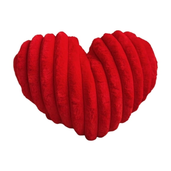 15.8''x13.8'' Valentine's Day Heart Pillow Decorative Throw Pillows,Heart Shaped Soft Fluffy Faux Fur Cute Pillows,for Man and Women Valentine Anniversary,Couch Bed Bedroom Room Home Decor(Red)