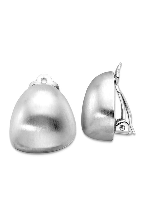 925 Sterling Silver Rhodium Plated Satin Non Pierced Earrings 16.6x15.85mm Wide Stud Earring for Women