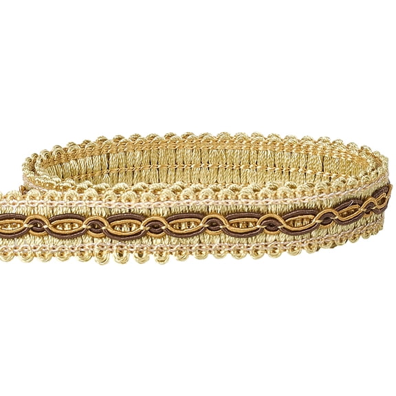15.86 Yards Gold Gimp Braid Trim Metallic Woven Lace Trimming Polyester Upholstery Fringe Fabric Ribbon Roll for Jewelry Making Sewing