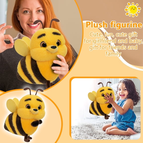 15.8In Ultra Soft Short Bee Plush Toy, Sleeping Soothing Pillow Birthday Valentine's Day Gifts for Ages 3+ Home Party Decoration