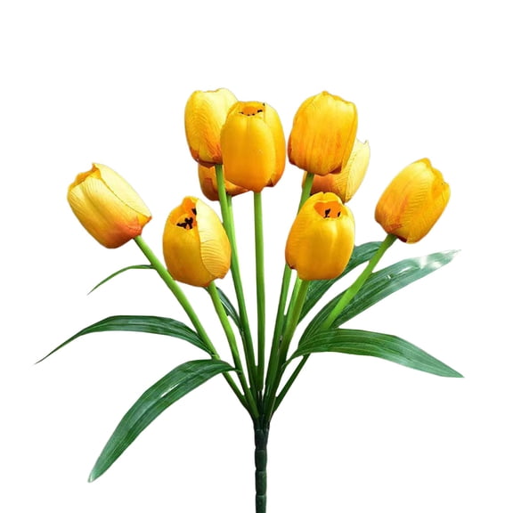 15.8inch Single Stem 9-Head Artificial Tulip, Realistic Fake Flower Artificial Flower Bouquet for Wedding Bouquet Home Table Centerpiece Decor, Tulip Flower for Home Party Room Decor(Yellow,15.8x2")