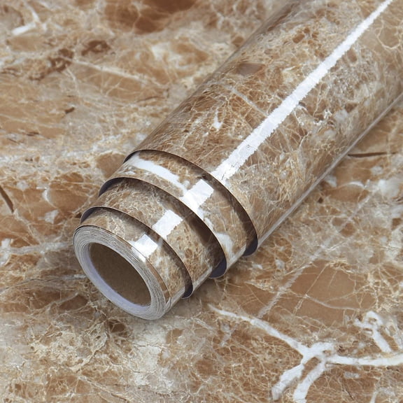15.8x80 inch Brown Marble Contact Paper Marble Wallpaper Peel and Stick Countertops for Kitchen Bathroom Cabinets Cupboard Shelf Drawer Liner Furniture Waterproof Self Adhesive Vinyl Film