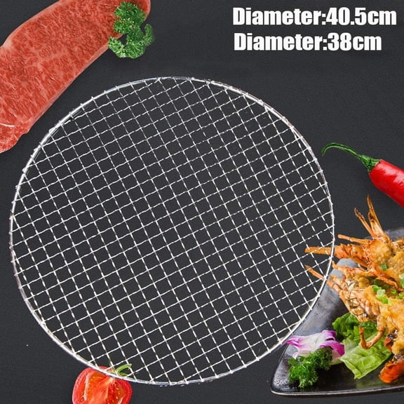 15.94in Round Barbecue Grill Net Stainless Steel Mesh Rack Grid Grate Steam Net for Family Gatherings Family Barbecues