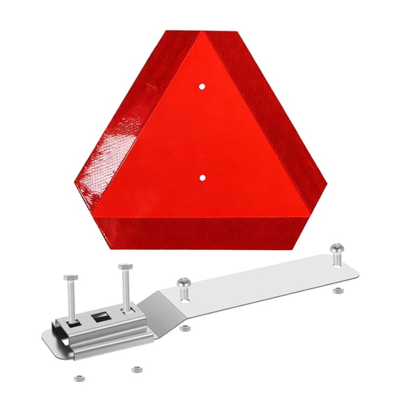 15.9x13.7 Inch Heavy Duty Slow Moving Vehicle Warning Triangle Including Bracket For High Visibility Up To 600 Feet In Low Light Environments