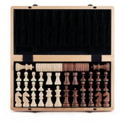 15" A&A Wooden Chess and Checker Set for Adults and Kids