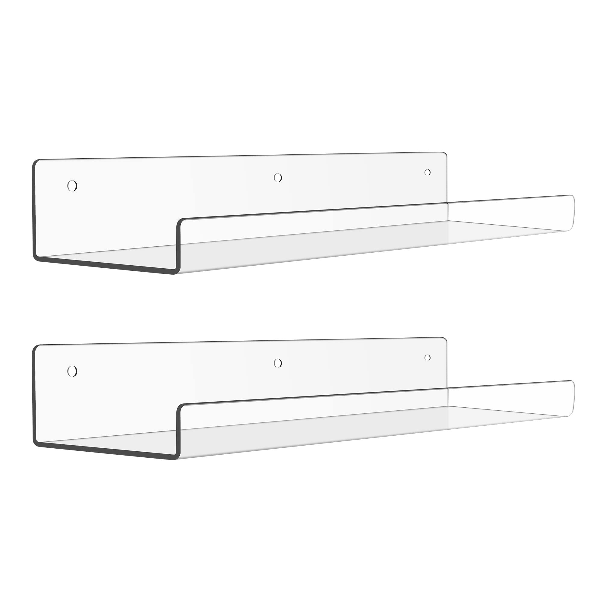 15" Acrylic Floating Shelves Wall Mounted, Upsimples 2pack Clear