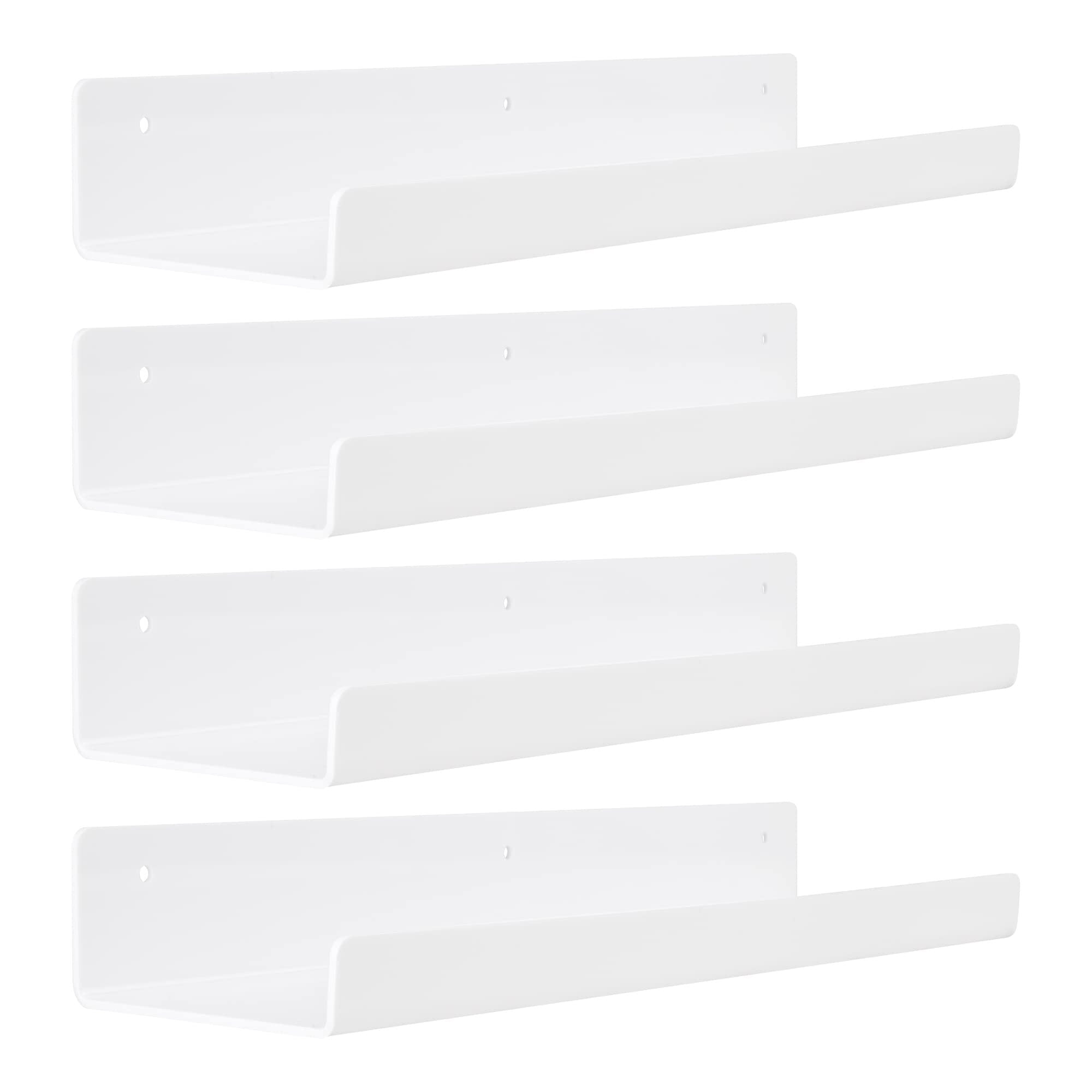 15 inch Acrylic Floating Shelves Wall Mounted, upsimples 4Pack Clear Acrylic Shelves, for Bedroom, Living Room, Bathroom, Kitchen, Size: 15L x 4H x 2W