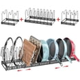 thumbnail image 1 of 15 Adjustable Dividers Pot and Pan Organizer Rack, 7"D x 32" x 7.1"H, 3 in 1, Expandable Lid Bakeware Cupboard Rack Holder for Kitchen Cabinet Pantry Countertop, Black (Patent Pending), 1 of 7