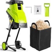 15-Amp 1.8" Cutting Diameter Electric Wood Chipper & Shredder with 45L Collection Bag and Push Stick, Double-Sided Blade