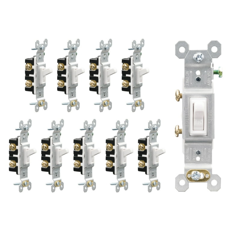 Hubbell 15-amp Single-Pole White Framed Toggle Residential Light Switch (10-Pack) Hubbell 15-amp Single-Pole White Framed Toggle Residential Light Switch (10-Pack)