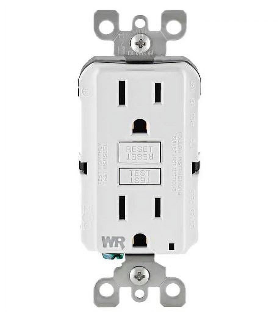 White Tamper Resistant GFCI Duplex Outlet with Wall Plate