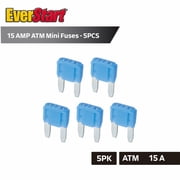 EverStart 15 Amp Mini Blade Fuses Automotive Marine UL Listed, 5 Pack