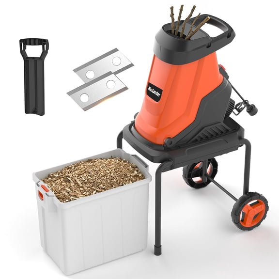 15 Amp Electric Leaf Mulcher Shredder, 8400 RPM Portable Yard Grinder with 18:1 Reduction Ratio & Adjustable Dial
