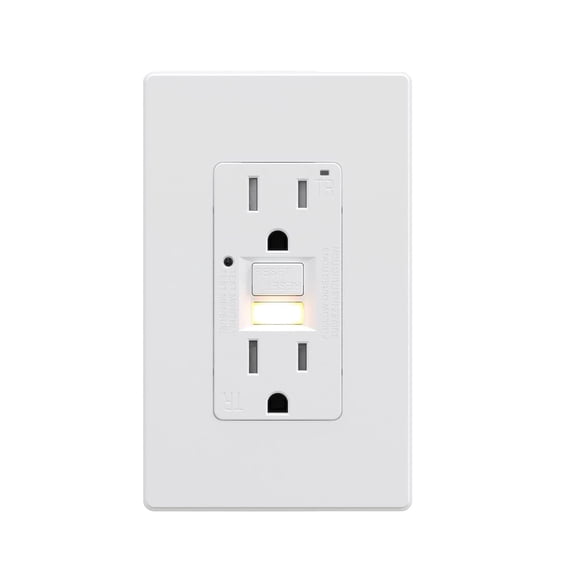 15 Amp GFCI Outlet, Self-Test Nightlight Electrical Outlet, Tamper-Restant Recta with LED Indicator, Ground Fault Circuit Interrupters, Wall Plate Included, UL Lted (1 Pack, Matte White)