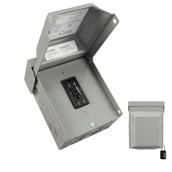 15 Amp WRTR GFCI Power Outlet Box 125 Volt, Heavy Duty Lockable Weatherproof Outdoor Electrical Panel, Outdoor Receptacle for EV RV Generator Camper Trailer Motorhome, ETL Listed