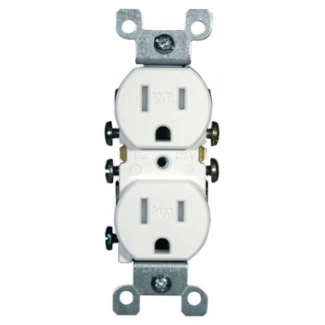 White Tamper Resistant Duplex Outlet with Wall Plate