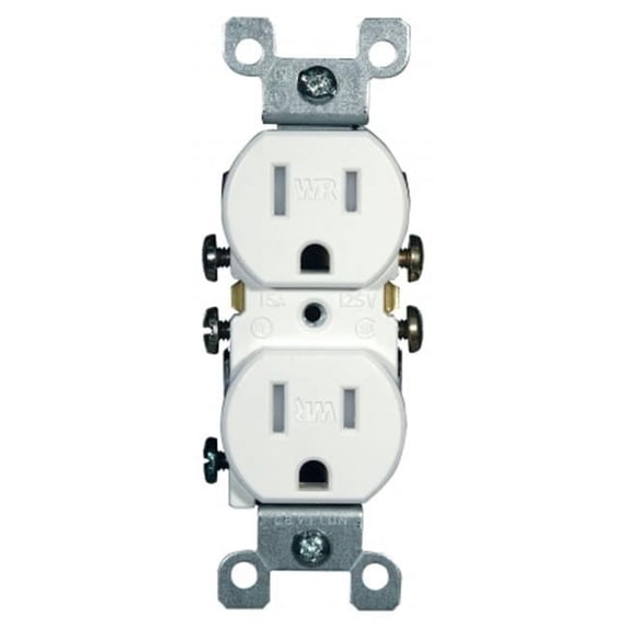 15 Amp White Weather Resistant Duplex Receptacle