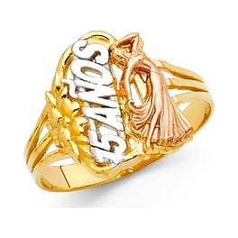 Heart CZ 15 Anos Ring Solid 14k Yellow White Rose Gold Quinceanera Band Rose CZ Fancy Tri Color Size 7.5 Walmart