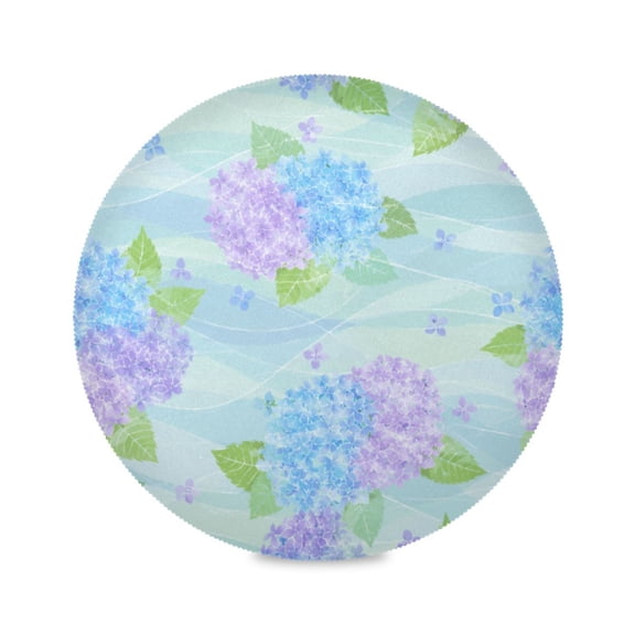 15" Aqua Hydrangea Printed Round Placemats Set of 1 Heat Resistant Table Mat for Kitchen for Party Deco