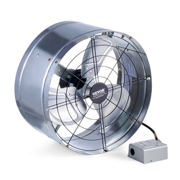 1300 CFM Powerful Attic Ventilation Fan, 15 Inch Gable Mount with Thermostat & Outer Mesh, Galvanized Metal