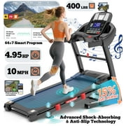 15% Auto Incline Treadmill, 4.95HP Folding treadmill 300-400lb Capacity, 71 Smart Program, 10MPH Fast Speed, APP Control for Personalized Workout, Jogging Walking Home Treadmill w/ HiFi Speakers