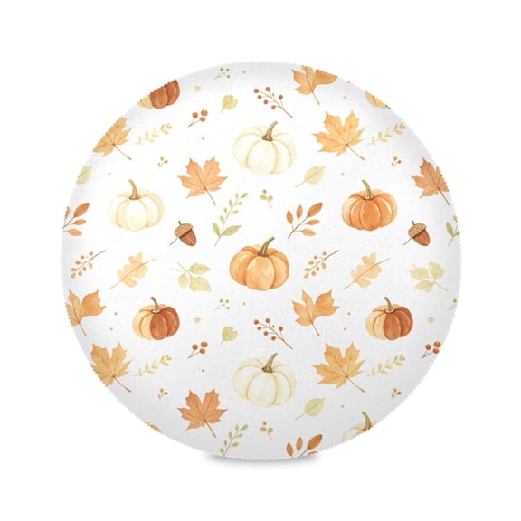 15" Autumn Pumpkin Printed Round Placemats Set of 1 Heat Resistant Table Mat for Kitchen for Party Deco