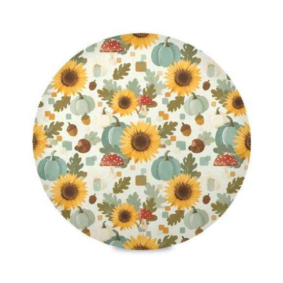 15" Autumn Sun Printed Round Placemats Set of 1 Heat Resistant Table Mat for Kitchen for Party Deco